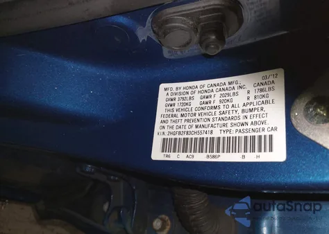 2012 Honda Civic Ex from USA, damaged, VIN 2HGFB2F83CH557418